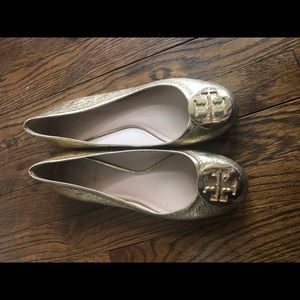 Tory Burch gold metallic flats